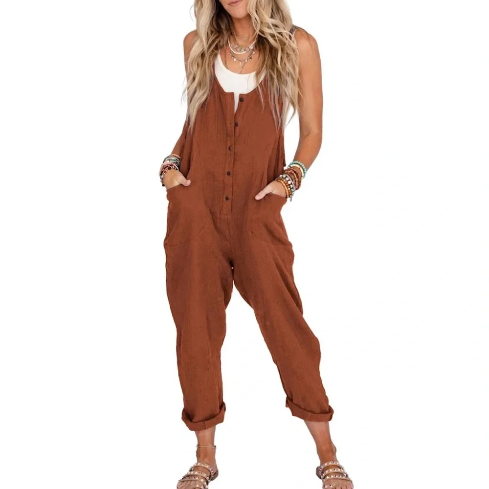 UANEO Women’s Linen Cotton Overalls XL - Picture 5 of 5